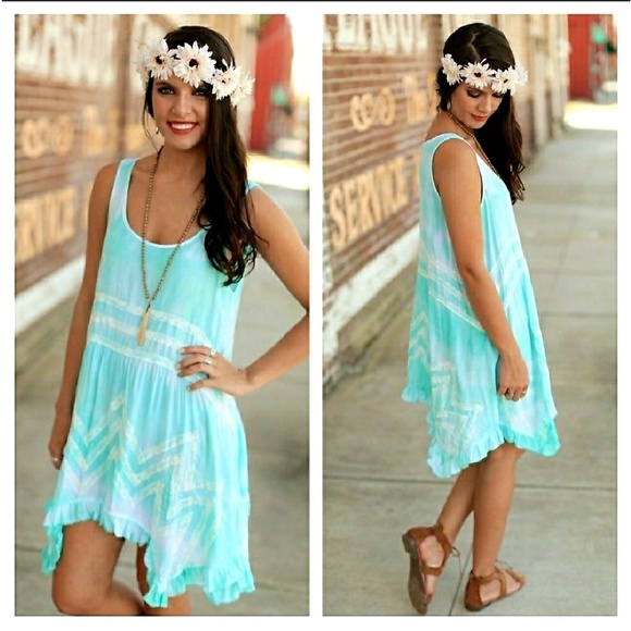 Infinity Raine BOHO Tie-dye Lace Trapez Dress - Picture 4 of 9